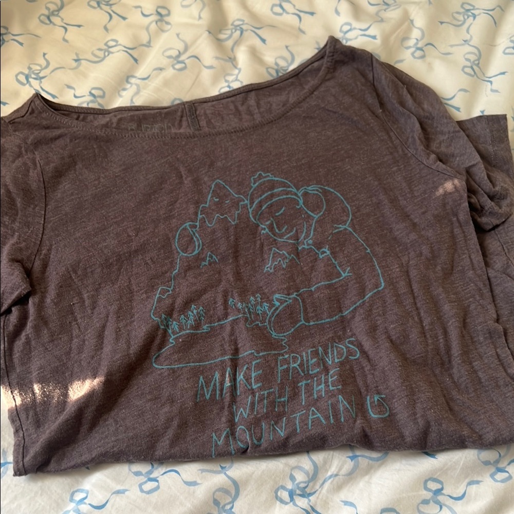 Gray Graphic Tee with Blue Mountain Design BURTON